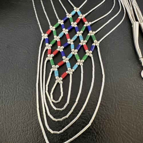 Crisscross Multicolor Heishi Liquid Sterling Silver Necklace | 5 Strand | 22" | 15885