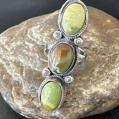 Navajo Green Royston Turquoise Multi-Stone Ring | Authentic Native American Sterling Silver | Sz 10.5 | 16723