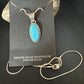 Navajo Blue Turquoise Pendant Necklace | Sterling Silver Chain | Authentic Native American Handmade | 20" | 12601