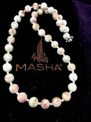 Southwestern Green Turquoise Faceted Bead Necklace | Sterling Silver | 21" | 08128