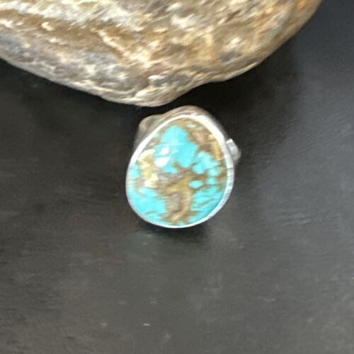 Navajo Blue Turquoise #8 Ring | Sterling Silver | Sz 9.5 | Authentic Native American Handmade | 14964
