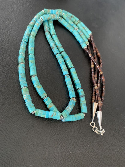Navajo Turquoise Heishi Shell Necklace | Sterling Silver 5mm | 20" | Authentic Native American Handmade | 02157