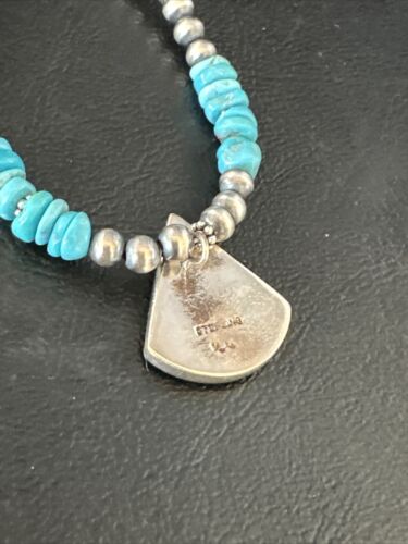 Navajo Kingman Turquoise Pendant Necklace | Sterling Silver | Native American Handmade | 14832