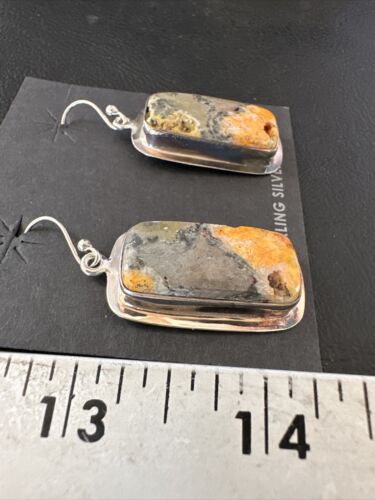 Navajo Bumblebee Jasper Earrings | Sterling Silver | Authentic Native American Handmade | 15841