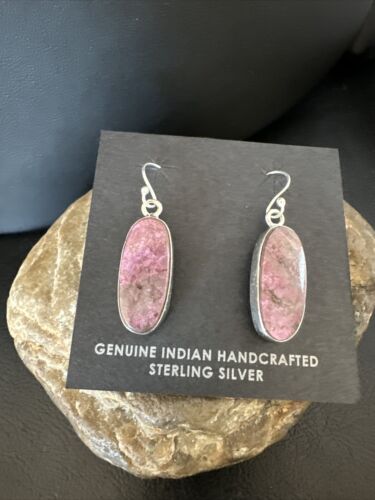Purple Mojave Turquoise Dangle Earrings | Sterling Silver | Authentic Native American Handmade | 15785
