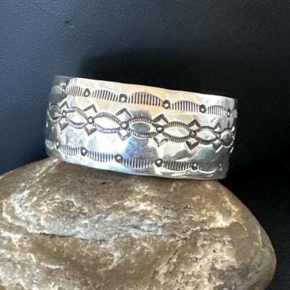 Navajo Stamped Cuff Bracelet | Sterling Silver | Authentic Native American Handmade | 17457