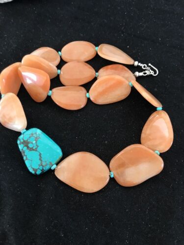 Navajo Spiderweb Turquoise Agate Pendant Necklace | Sterling Silver | 23" | Authentic Native American Handmade | 3112