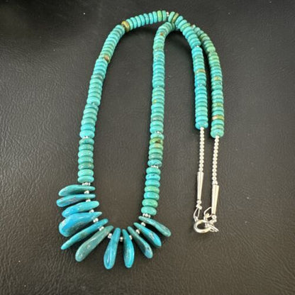 Men's Navajo Blue Turquoise Necklace | Sterling Silver | 20" | Authentic Native American Handmade | 15770