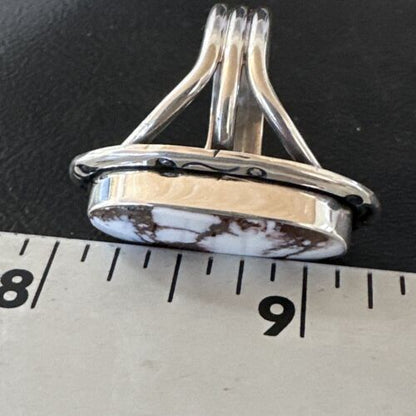 Women's Wild Horse Turquoise Ring | Navajo Sterling Silver | Sz 9 | Authentic Native American Handmade | 16471