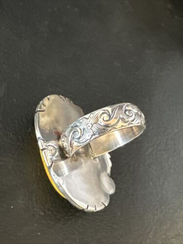 Navajo Yellow Bumble Bee Jasper Ring | Sterling Silver | Sz 9.5 | Authentic Native American Handmade | 14947