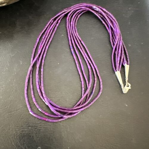 Stabilized Sugilite 5-Strand Heishi Necklace | Sterling Silver Tube | 19" | 17172