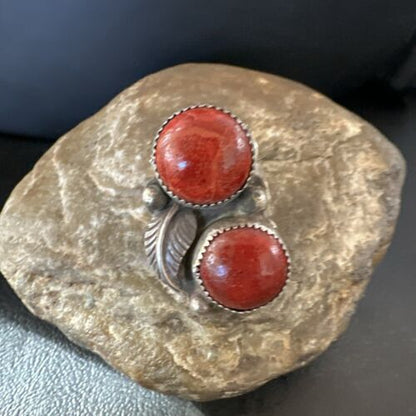 Navajo Apple Coral Sponge Multi-Stone Ring | Authentic Native American Sterling Silver | Multi-Stone | Sz 9 | 16890