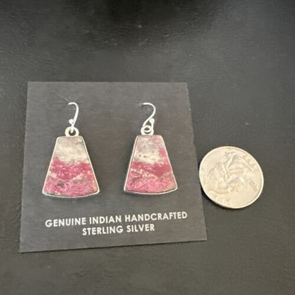 Purple Mojave Turquoise Dangle Earrings | Sterling Silver | Authentic Native American Handmade | 15782