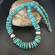 Authentic Native American Navajo Graduated Turquoise Bead Necklace | Sterling Silver | 18" | 17510