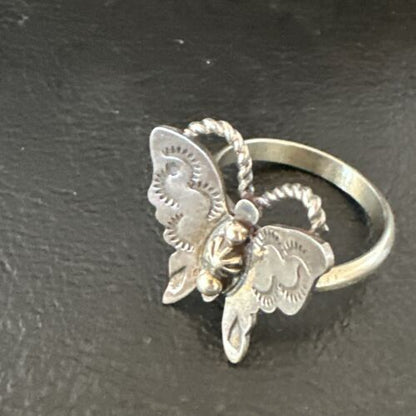 Navajo Sterling Silver Butterfly Ring | Sz 9 | Authentic Native American Handmade | 16975