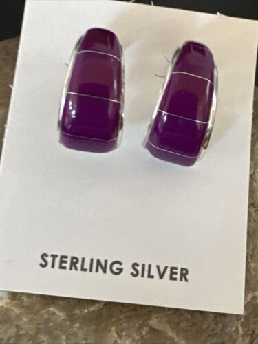 Southwestern Purple Sugilite Inlay Earrings | Sterling Silver | 1" | 16744