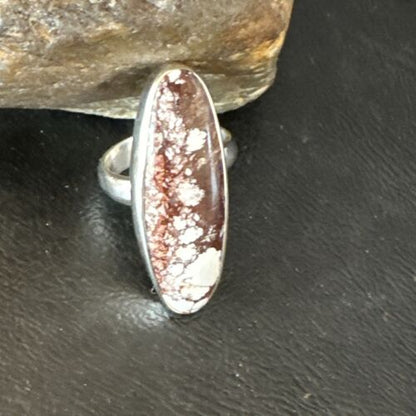 Navajo Wild Horse Turquoise Ring | Sterling Silver | Sz 8 Adjustable | Authentic Native American Handmade | 15553