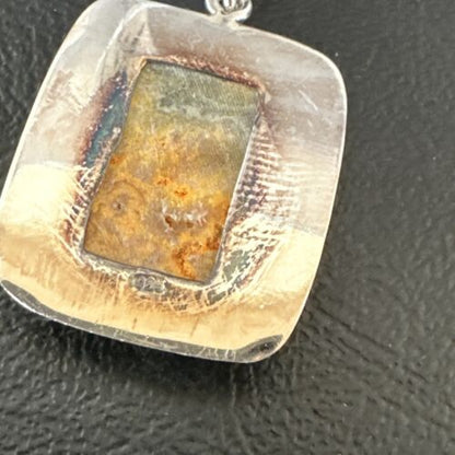 Navajo Bumblebee Jasper Pendant Necklace | Sterling Silver | Authentic Native American Handmade | 15966