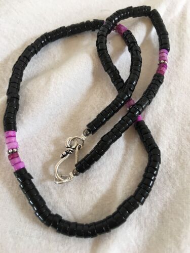 Men's Purple Onyx Necklace | Navajo Sterling Silver | Authentic Native American Handmade | 17" | 430