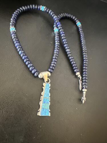 Navajo Opal, Lapis & Turquoise Pendant Necklace | Sterling Silver | Authentic Native American Handmade | 15637