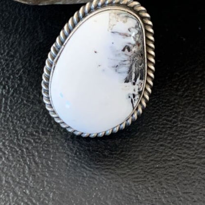 Navajo White Buffalo Turquoise Ring | Sterling Silver | Sz 5.5 | Authentic Native American Handmade | 11643