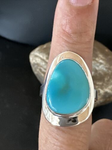 Sterling Silver Blue Kingman Turquoise Ring | Sz 9 | 17599