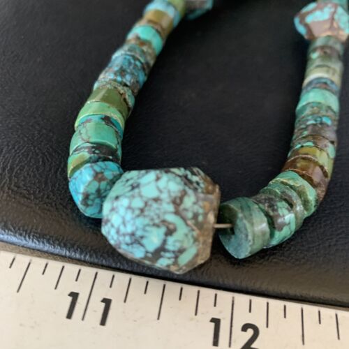 Navajo Turquoise Heishi Spiderweb Necklace | Sterling Silver | 21" | Authentic Native American Handmade | 12505