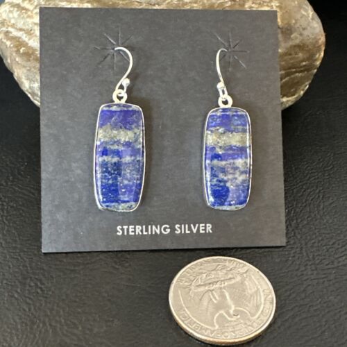 Blue Denim Lapis Dangle Earrings | Sterling Silver | 1" | 15804