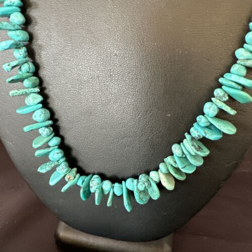 Navajo Blue Nugget Turquoise Bead Necklace | Sterling Silver Pearls | 20" | Authentic Native American Handmade | 16520