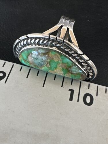 Navajo Green Sonoran Turquoise Ring | Sterling Silver | Sz 8 | Authentic Native American Handmade | 16393