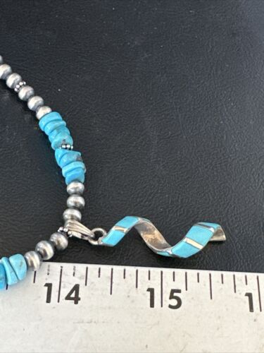 Navajo Kingman Turquoise Pendant Necklace | Sterling Silver | Native American Handmade | 14829