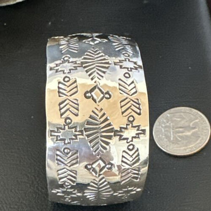 Navajo Stamped Cuff Bracelet | Sterling Silver | Authentic Native American Handmade | 17458
