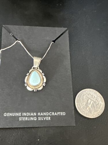 Navajo Dry Creek Turquoise Pendant Necklace | Sterling Silver Chain | Authentic Native American Handmade | 20" | 2578