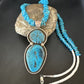 Navajo Blue Kingman Turquoise Pendant Necklace | Sterling Silver | 32" | Authentic Native American Handmade | 16068