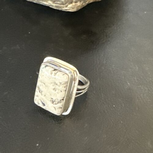 Southwestern Navajo White Buffalo Turquoise Ring | Sterling Silver | Sz 9 | 15000