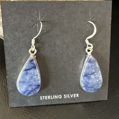 Blue Denim Lapis Dangle Earrings | Sterling Silver | 1" | 15807