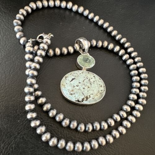 Navajo Women's Dry Creek Turquoise Topaz Pendant Necklace | Sterling Silver | 16310