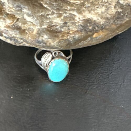 Navajo Blue Kingman Turquoise Ring | Sterling Silver | Sz 8 | Authentic Native American Handmade | 15355