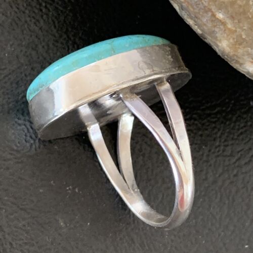 Men's Navajo Blue Kingman Turquoise Ring | Sterling Silver Oval | Sz 10 | 14885