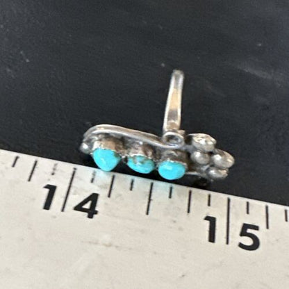 Navajo Blue Cluster Turquoise Ring | Authentic Native American Sterling Silver | Multi-Stone | Sz 3 | 15358
