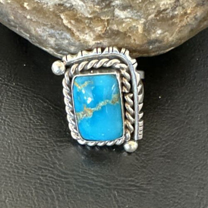 Men's Sterling Silver Blue Kingman Turquoise Ring | Sz 10 | Authentic Native American Handmade | 17647
