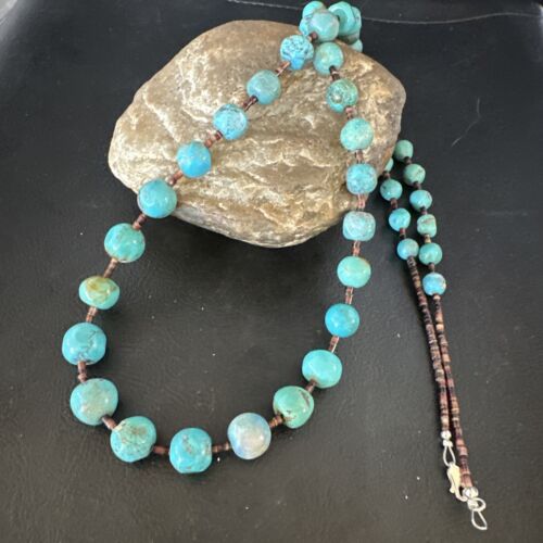 Native American Navajo Turquoise Shell Heishi Bead Necklace | Sterling Silver | 30" | 15991