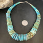 Navajo Blue Green Turquoise Necklace | Sterling Silver Graduated Beads | Authentic Native American | 19" | 15318