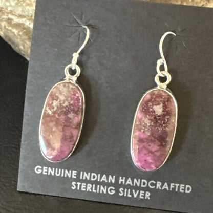 Purple Mojave Turquoise Dangle Earrings | Sterling Silver | Authentic Native American Handmade | 15781