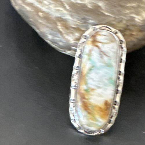 Navajo Ribbon Boulder Green Turquoise Ring | Sterling Silver | Sz 10 | 16270