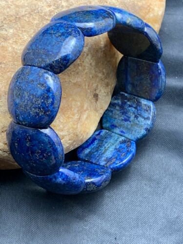 Navy Blue Lapis Stone Stretch Bracelet | 7.25" Stretchable | Authentic Native American Handmade | 4601