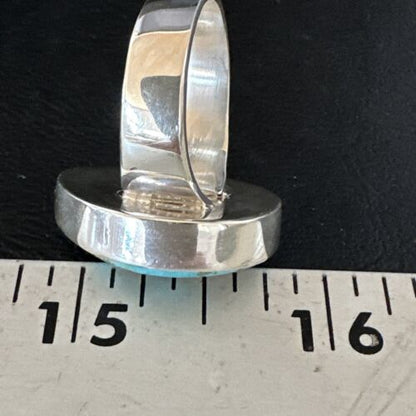Navajo Blue Turquoise #8 Ring | Sterling Silver | Sz 9.5 | Authentic Native American Handmade | 14964