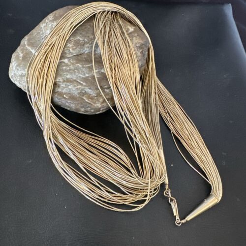 Gold Filled Heishi Tubes Necklace | 50 Strand | Liquid Sterling Silver | 30" | 17393
