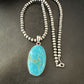 Blue Kingman Turquoise Pendant | Navajo Pearls | Sterling Silver Necklace 20" | 16991