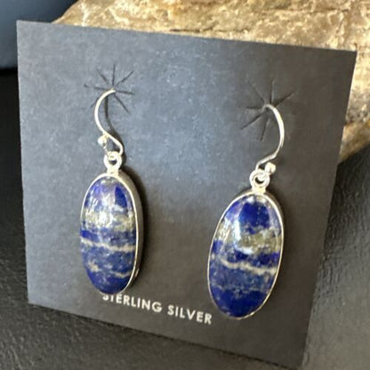 Blue Denim Lapis Dangle Earrings | Sterling Silver | 1" | 15803